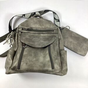SHRRIE Womens Fashion Backpack Gray Faux Leather School Travel Bag